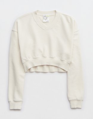 OFFLINE By Aerie Throw-Back Cropped V Neck Sweatshirt
