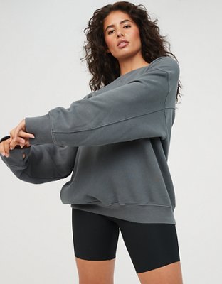 OFFLINE By Aerie Throw-Back Cropped V Neck Sweatshirt