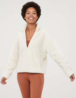 OFFLINE By Aerie Fluffy Sherpa Quarter Zip Sweatshirt