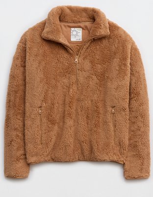 Женские худи Aerie OFFLINE By Aerie Fluffy Sherpa Quarter Zip Sweatshirt — фото 3