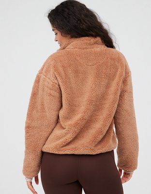 Женские худи Aerie OFFLINE By Aerie Fluffy Sherpa Quarter Zip Sweatshirt — фото 2