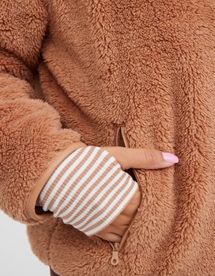 Женские худи Aerie OFFLINE By Aerie Fluffy Sherpa Quarter Zip Sweatshirt — фото 5