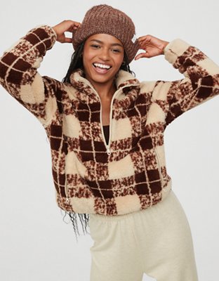 OFFLINE By Aerie Fluffy Sherpa Quarter Zip Sweatshirt