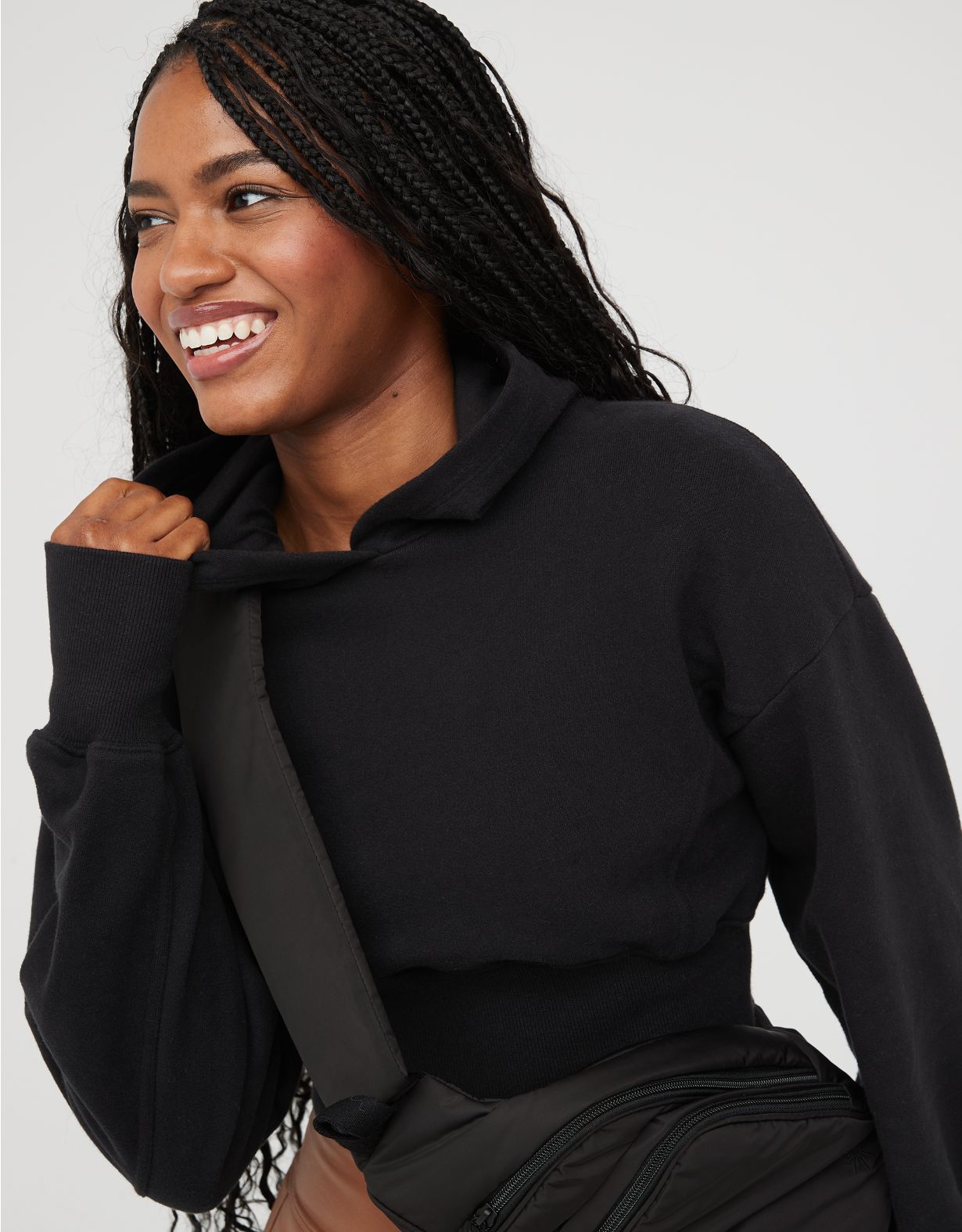 OFFLINE By Aerie Throw-Back Cropped Hoodie