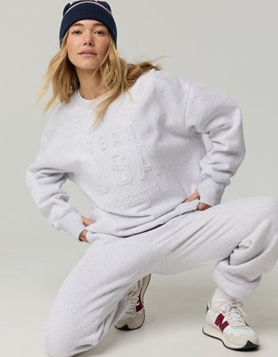 OFFLINE By Aerie Team USA Collection Cloud Fleece Crewneck Sweatshirt