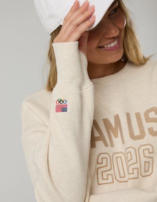 OFFLINE By Aerie Team USA Collection Cloud Fleece Crewneck Sweatshirt