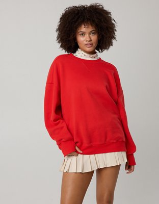 Женские толстовки Offline By Aerie Cloud Fleece Oversized Crewneck, цвет: Яркий красный — фото 1