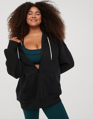 Offline by Aerie Cloud Fleece Full Zip Sweatshirt Women s True Black Xs