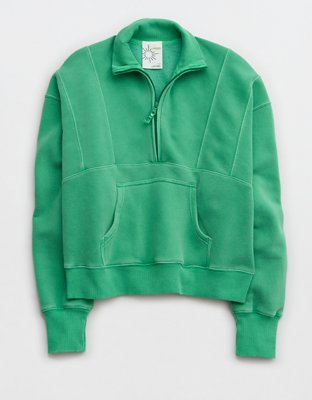 Aerie sherpa quarter online zip sweater