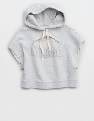 OFFLINE By Aerie Throw-Back Cut Off Hoodie