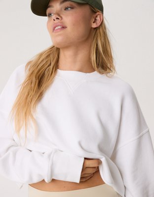 OFFLINE By Aerie Throw Back Cropped Crewneck Sweatshirt