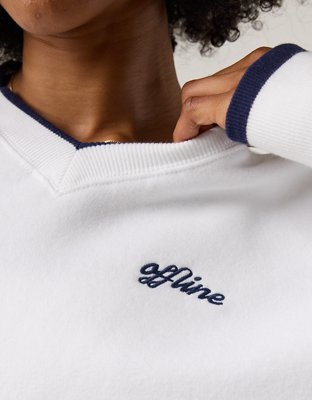 OFFLINE By Aerie Cloud Fleece V-Neck Crew Sweatshirt