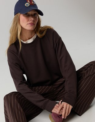 Женские толстовки Offline By Aerie ChillUp Crewneck, цвет: Глубокий земляной — фото 6