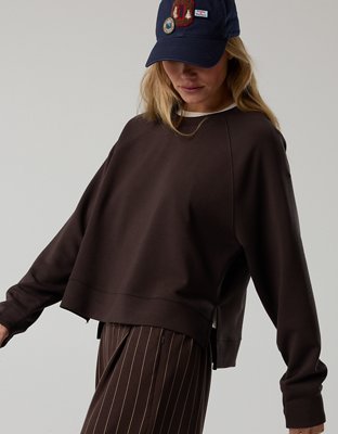 Женские толстовки Offline By Aerie ChillUp Crewneck, цвет: Глубокий земляной — фото 1