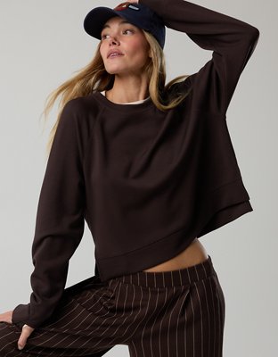 Женские толстовки Offline By Aerie ChillUp Crewneck, цвет: Глубокий земляной — фото 5