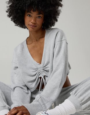 OFFLINE By Aerie Keep It 100 Terry Cinched Front Crewneck