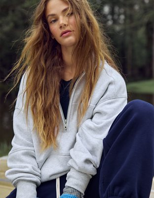 OFFLINE By Aerie Cloud Fleece Quarter Zip Sweatshirt
