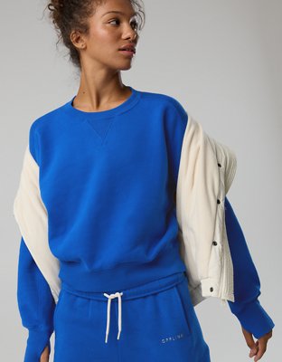 Женские толстовки Offline By Aerie Cloud Fleece Classic Crewneck, цвет: Кобальтовый