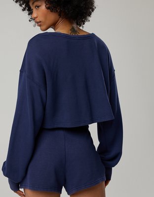 OFFLINE By Aerie Stretch Flex Terry Cinched Front Crewneck
