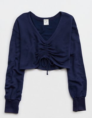 OFFLINE By Aerie Stretch Flex Terry Cinched Front Crewneck