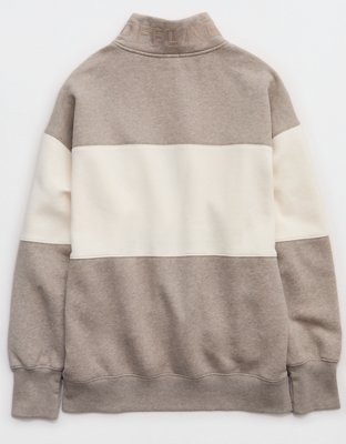 Женские толстовки Offline By Aerie Cloud Fleece Quarter Zip, цвет: Меланжевый серо-коричневый — фото 4