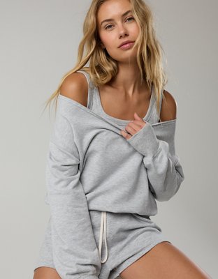 Женские толстовки Offline By Aerie OTT Layered, цвет: Средний меланжевый серый — фото 5