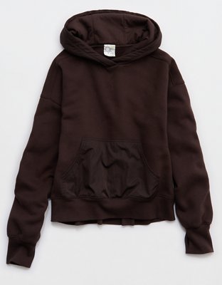 OFFLINE By Aerie Cloud Fleece Aqua Nylon Hoodie