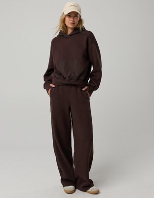 OFFLINE By Aerie Cloud Fleece Aqua Nylon Hoodie