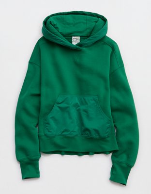 OFFLINE By Aerie Cloud Fleece Aqua Nylon Hoodie