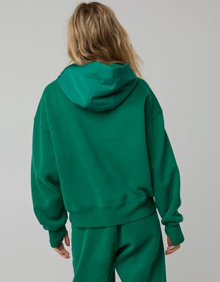 OFFLINE By Aerie Cloud Fleece Aqua Nylon Hoodie