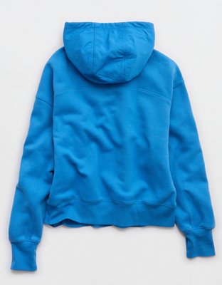 OFFLINE By Aerie Cloud Fleece Aqua Nylon Hoodie