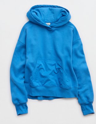 OFFLINE By Aerie Cloud Fleece Aqua Nylon Hoodie