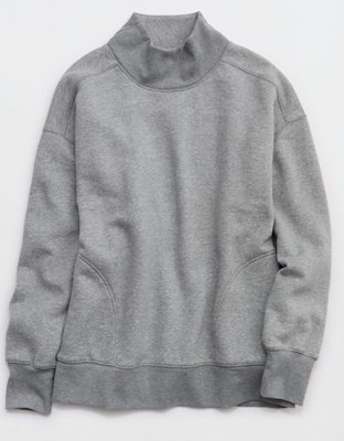 OFFLINE By Aerie Cloud Fleece Oversized Mockneck Sweatshirt Women's Dark Heather Gray XL
