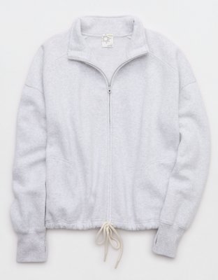 Женские толстовки Offline By Aerie Cloud Fleece Seamed Full Zip, цвет: Светлый меланжевый серый — фото 3