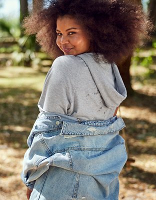 OFFLINE By Aerie OTT Fleece Short Sleeve Cropped Hoodie