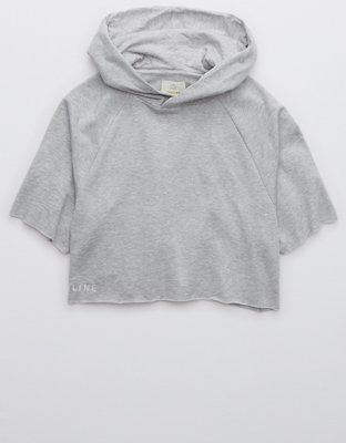 OFFLINE By Aerie OTT Fleece Short Sleeve Cropped Hoodie