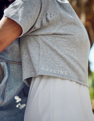 OFFLINE By Aerie OTT Fleece Short Sleeve Cropped Hoodie