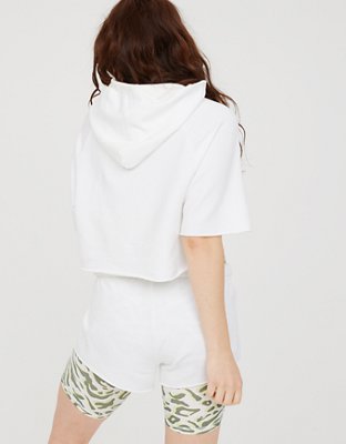 OFFLINE By Aerie OTT Fleece Short Sleeve Cropped Hoodie