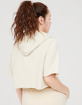 OFFLINE By Aerie OTT Fleece Short Sleeve Cropped Hoodie