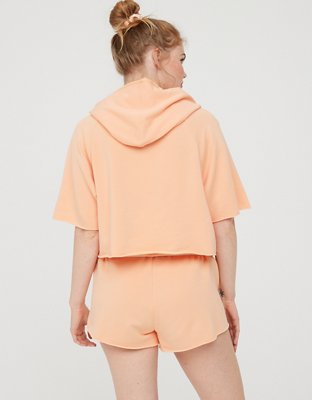 OFFLINE By Aerie OTT Fleece Short Sleeve Cropped Hoodie
