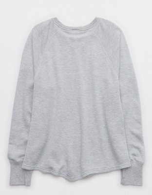Женские свитшоты Offline By Aerie Keep It 100 Terry Long Sleeve Crewneck, цвет: Средний меланжевый серый — фото 4