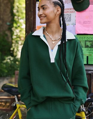 OFFLINE By Aerie Cloud Fleece Polo Sweatshirt