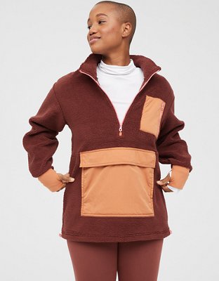 OFFLINE By Aerie Sherpa Nylon Quarter Zip Jacket