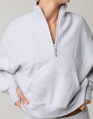 OFFLINE By Aerie Cloud Fleece Seamed Quarter Zip Sweatshirt