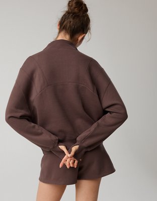 OFFLINE By Aerie Cloud Fleece Seamed Quarter Zip Sweatshirt