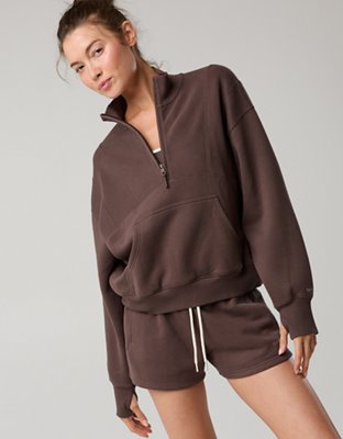 OFFLINE By Aerie Cloud Fleece Seamed Quarter Zip Sweatshirt