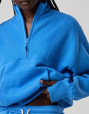 OFFLINE By Aerie Cloud Fleece Seamed Quarter Zip Sweatshirt