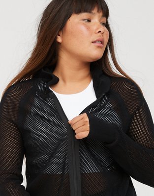 OFFLINE By Aerie Mesh Full Zip Sweater