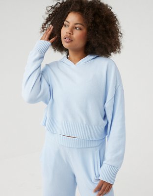 Cropped light blue discount hoodie