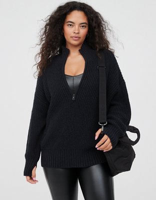 Aerie Cable Car Quarter Zip Sweater